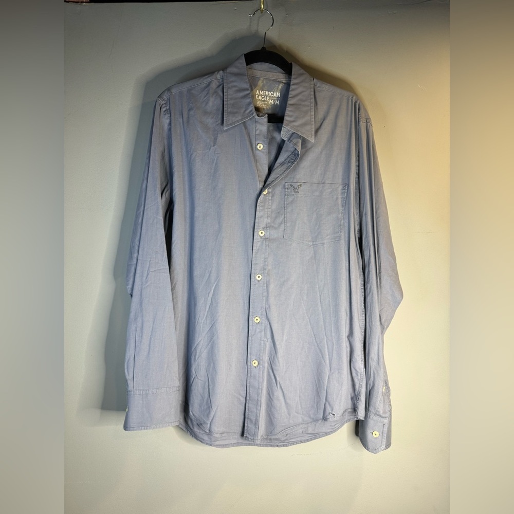 Slate grey button down long sleeve shirt